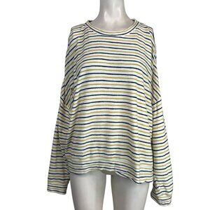 WVN FOR YOU WOMEN'S LARGE IVORY STRIPE 2 PIECE ORGANIC COTTON SHORT SET